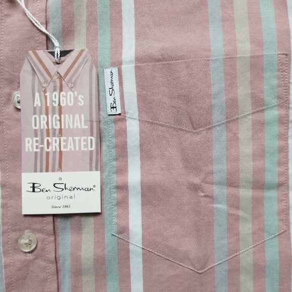 Ben Sherman The Sugarman Pink Shirt Small NWT - Picture 3 of 10